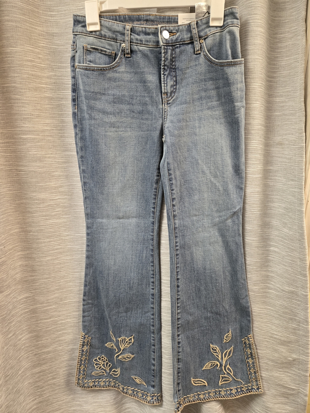 Chico's Light Blue Embroidered Flare Jeans